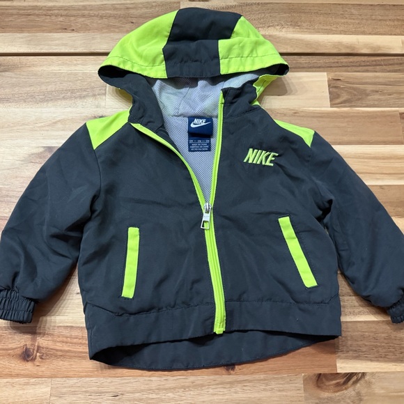 Nike Other - Nike Kids Black and Neon Green Hooded Raincoat